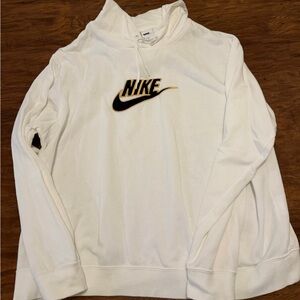Nike White Hoodie with Black and Gold Accents